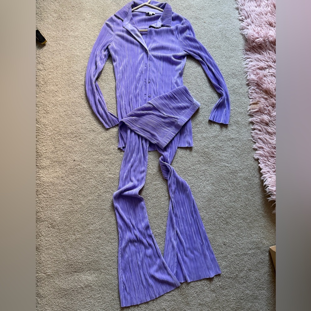 Purple Ribbed Lounge Set